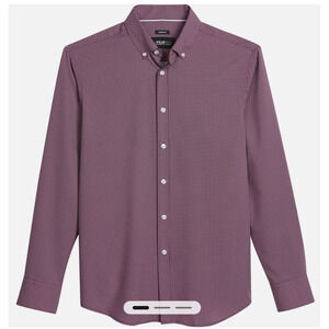 Awearness Kenneth Cole 16.5 Neck 32/33 Large Burgundy Red Printed Button Shirt